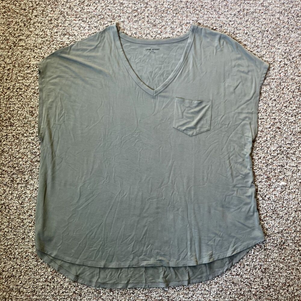 Lane Bryant Womens V-Neck Short Sleeve T-Shirt Plus Size 22/24 Soft Casual Gray